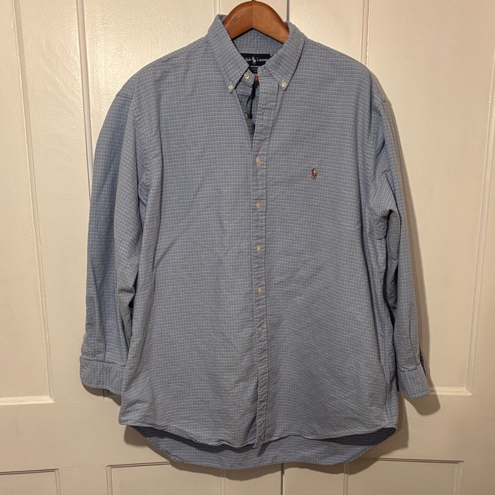 Polo Ralph Lauren Men's Classic-fit Blue and White Gingham Oxford Shirt